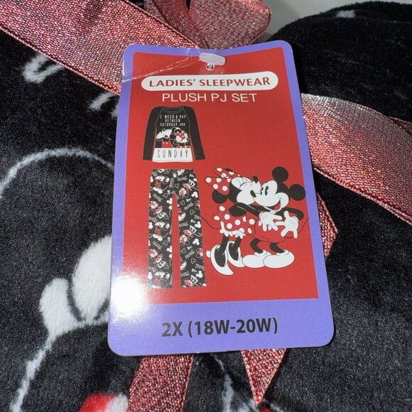 Disney Mickey Minnie Mouse Plush Pajama Set Womens Plus Size 2X 18 20 Sleepwear - Picture 2 of 6